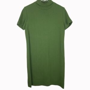 Vintage 70s Mock Neck Short Sleeve Sweater Dress Sz M